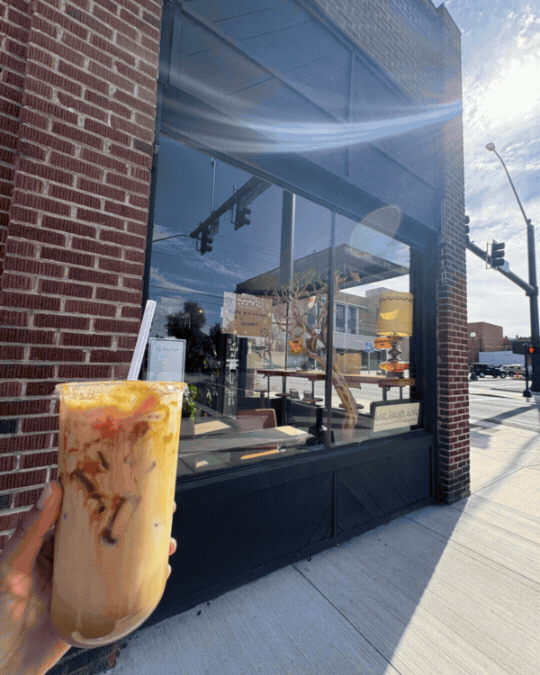 The Fig Leaf Cafe Food A rotating gif showing a selection of coffee, sandwiches, toast and bagels available